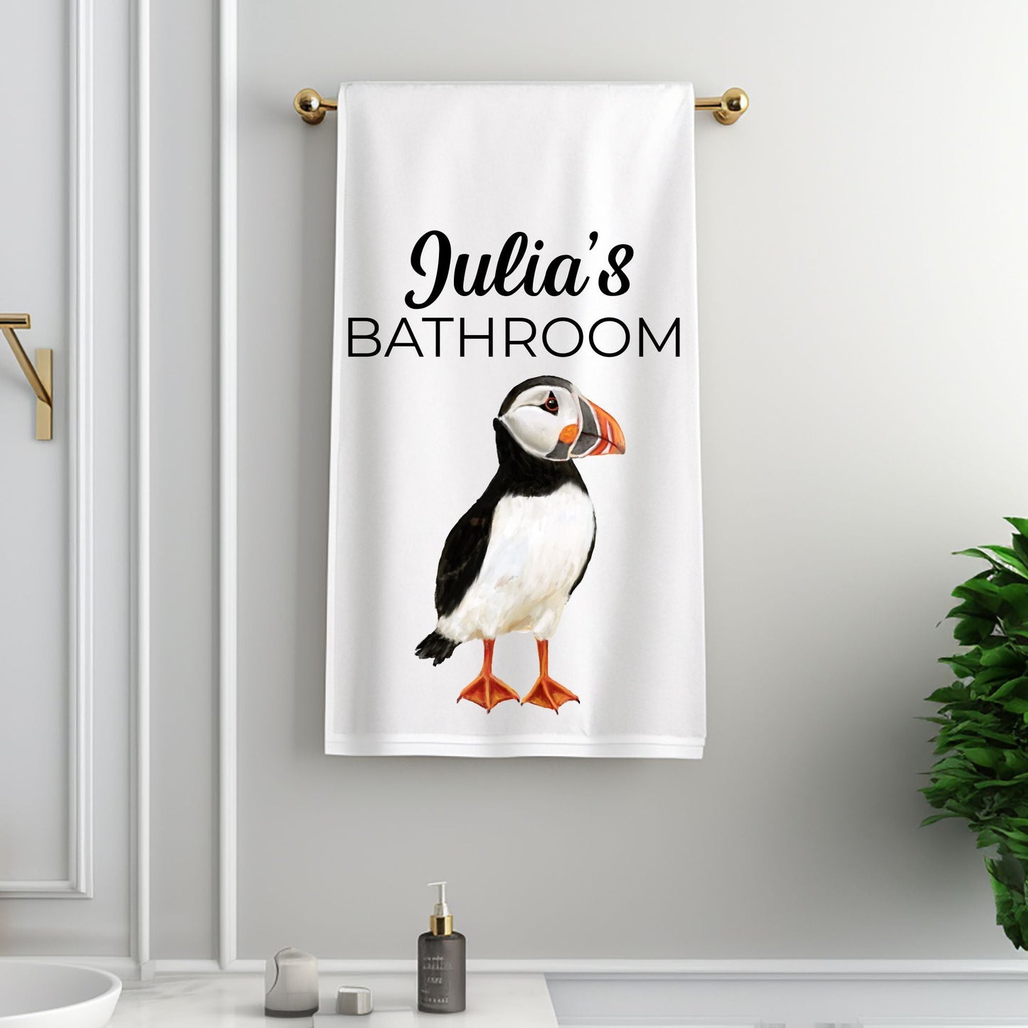 Puffin Bathroom Towel - MerikaArt