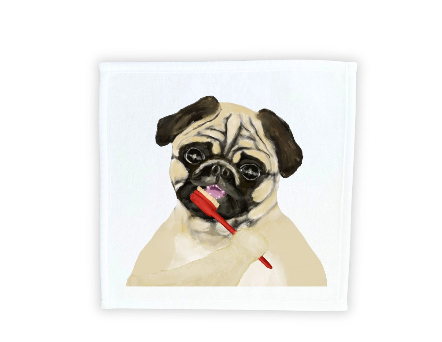 Pug Brushing Teeth Washcloth – A Playful Gift for Dog Lovers - MerikaArt