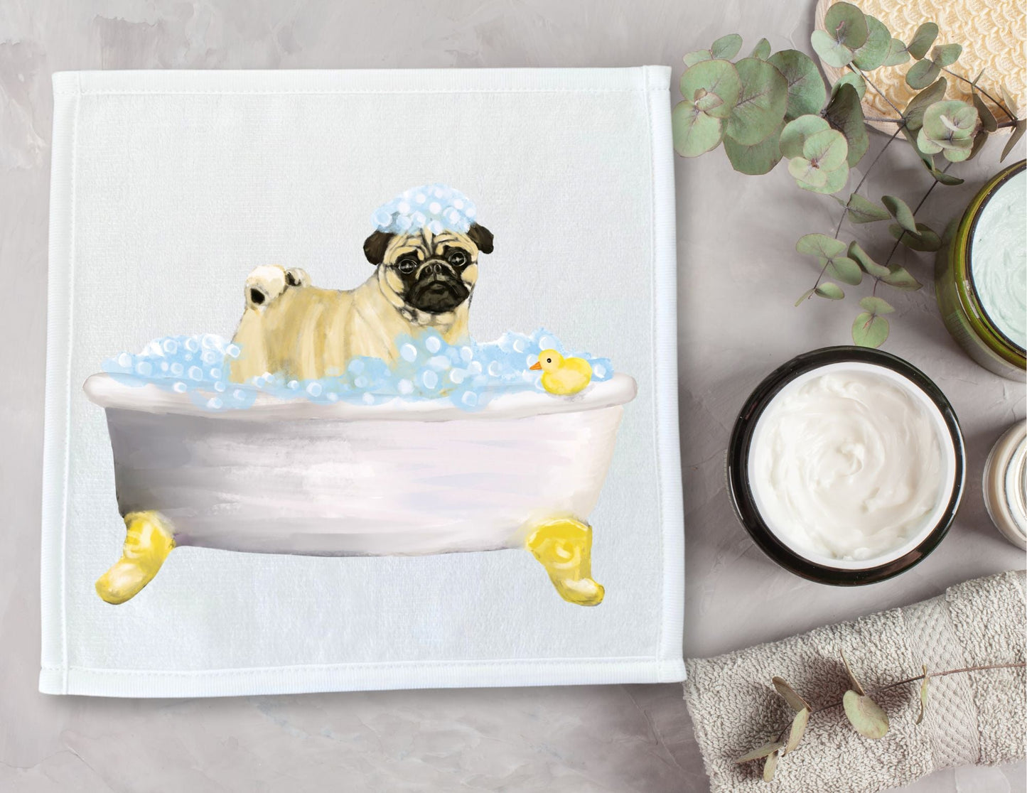 Pug Bubble Bath Washcloth – A Fun and Whimsical Gift for Dog Lovers - MerikaArt