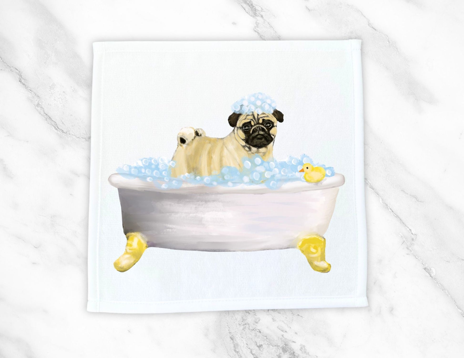 Pug Bubble Bath Washcloth – A Fun and Whimsical Gift for Dog Lovers - MerikaArt