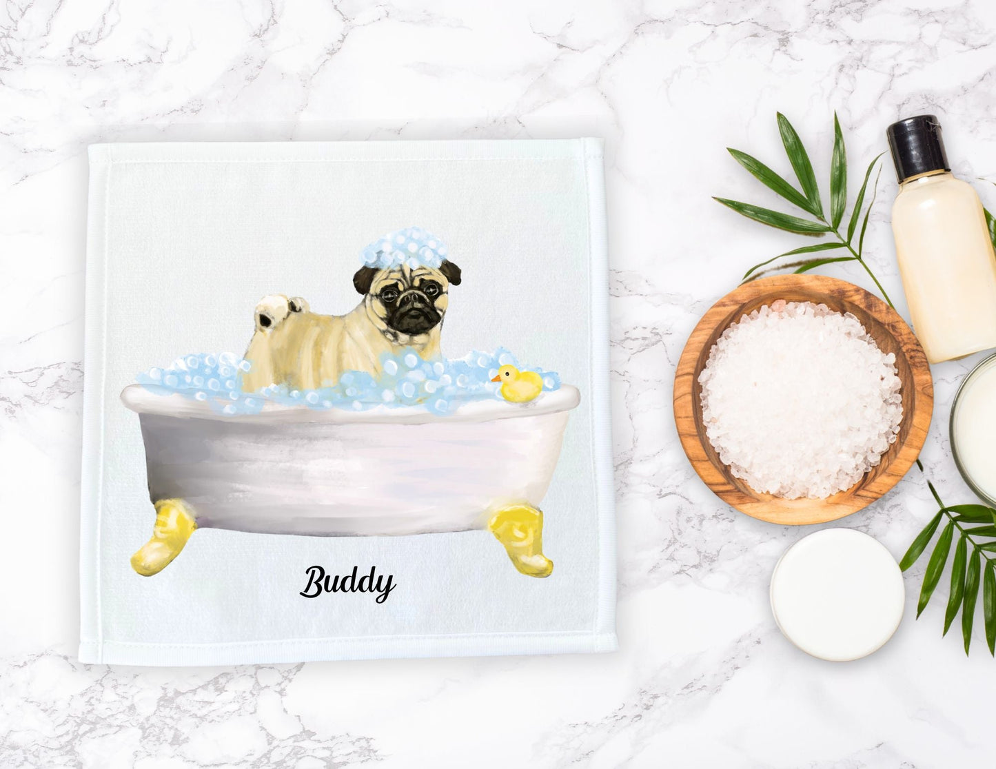 Pug Bubble Bath Washcloth – A Fun and Whimsical Gift for Dog Lovers - MerikaArt