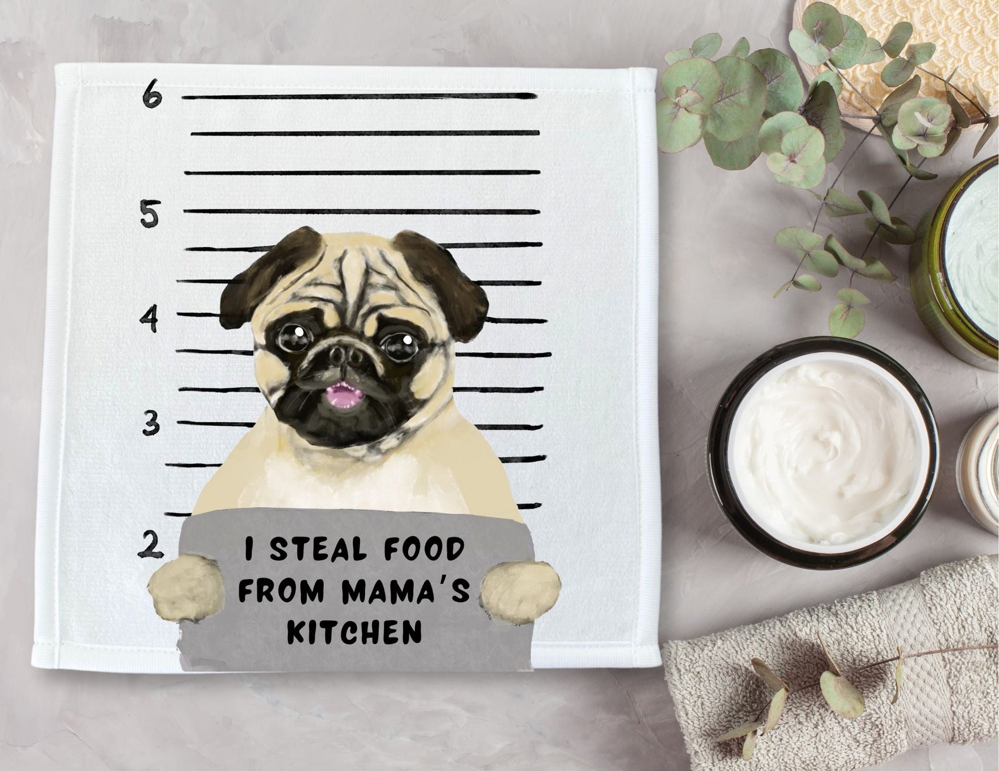 Pug Dog Washcloth - MerikaArt