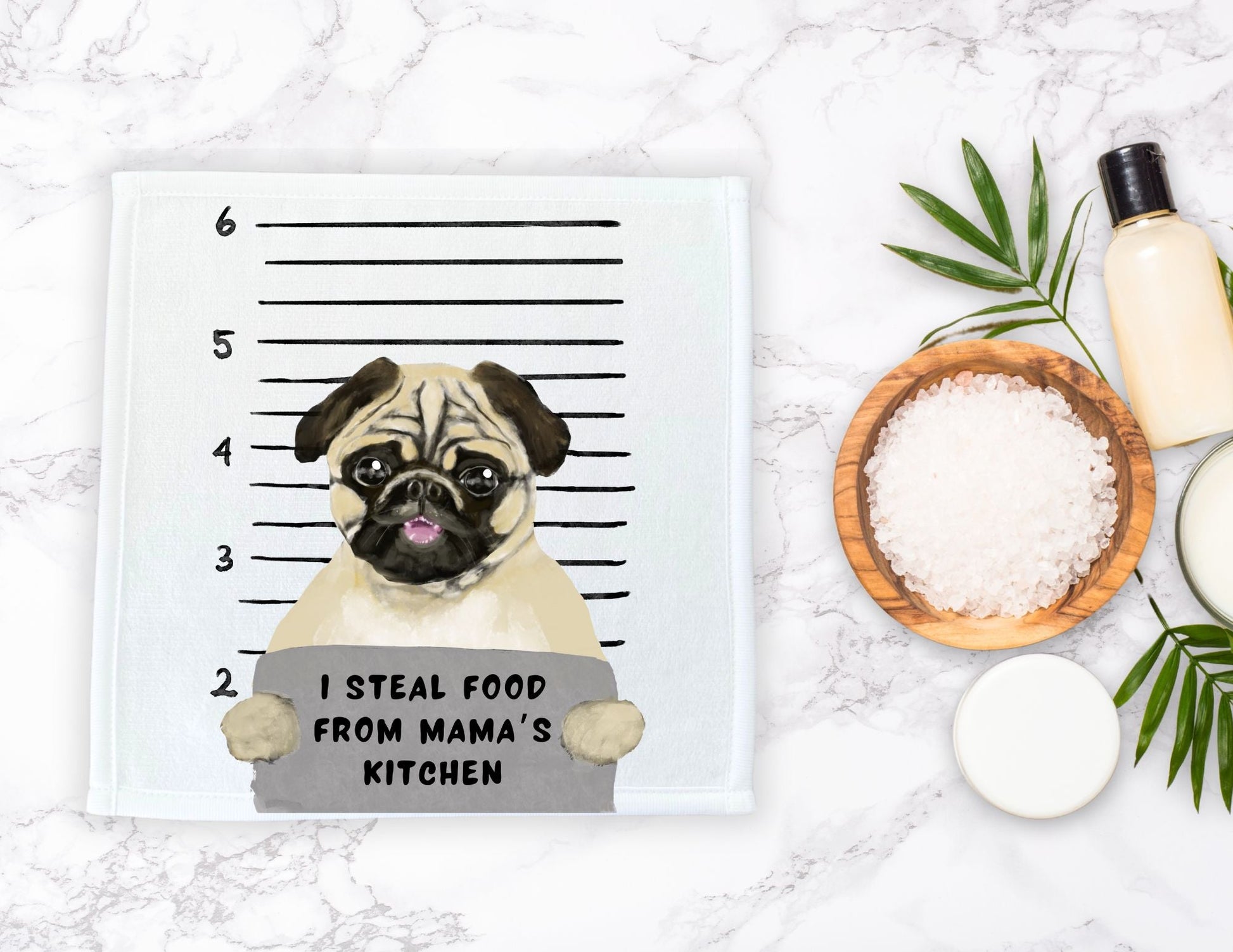 Pug Dog Washcloth - MerikaArt