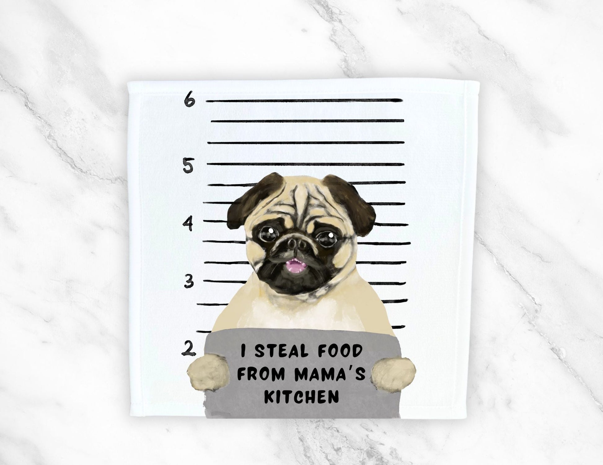 Pug Dog Washcloth - MerikaArt