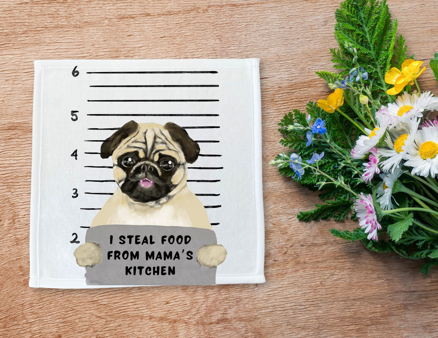 Pug Dog Washcloth - MerikaArt