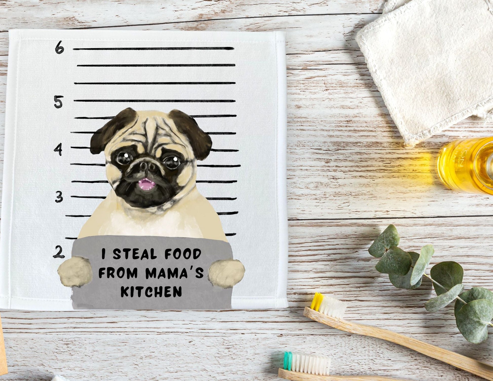 Pug Dog Washcloth - MerikaArt