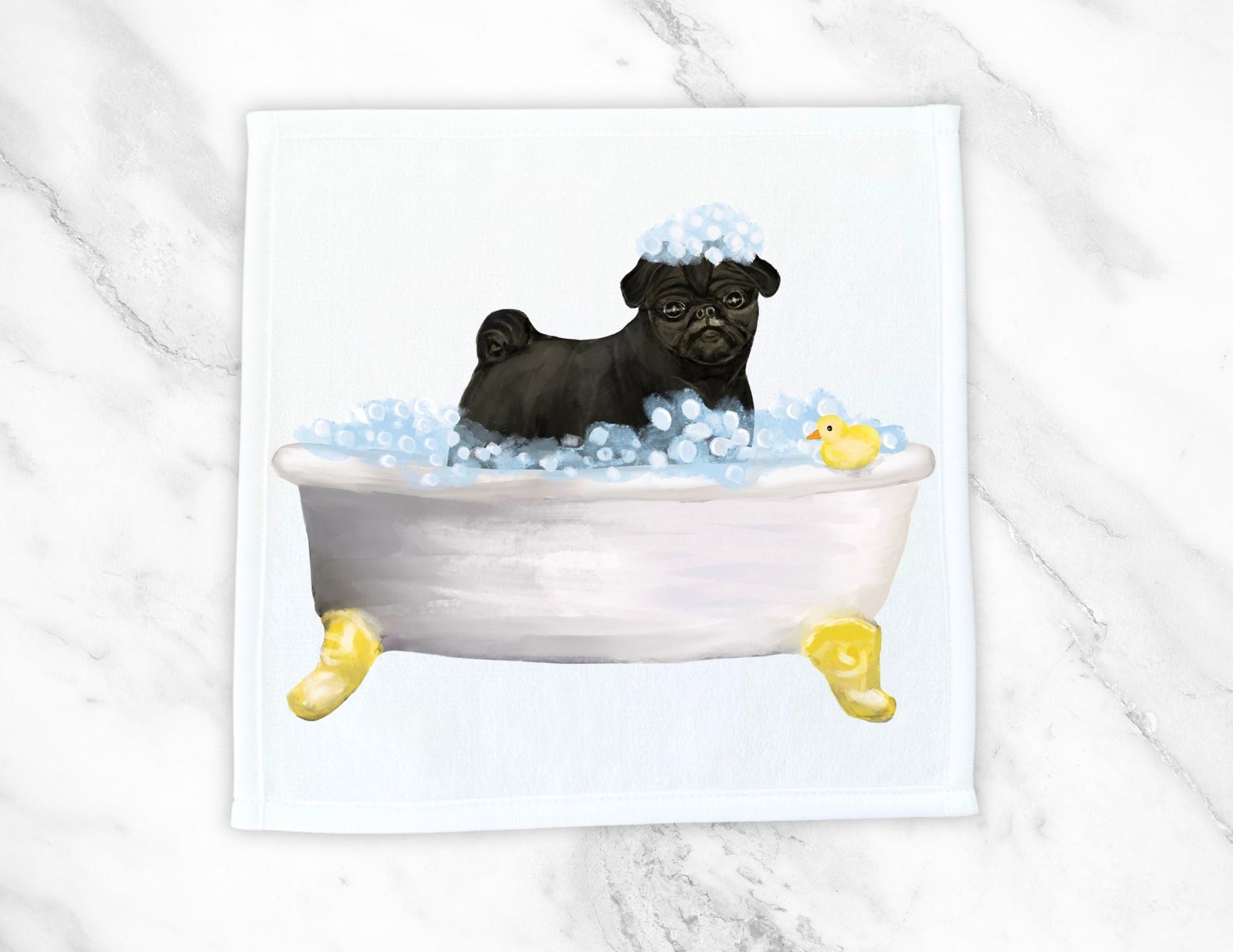 Pug in Bubble Bath Washcloth – A Charming Gift for Dog Lovers - MerikaArt