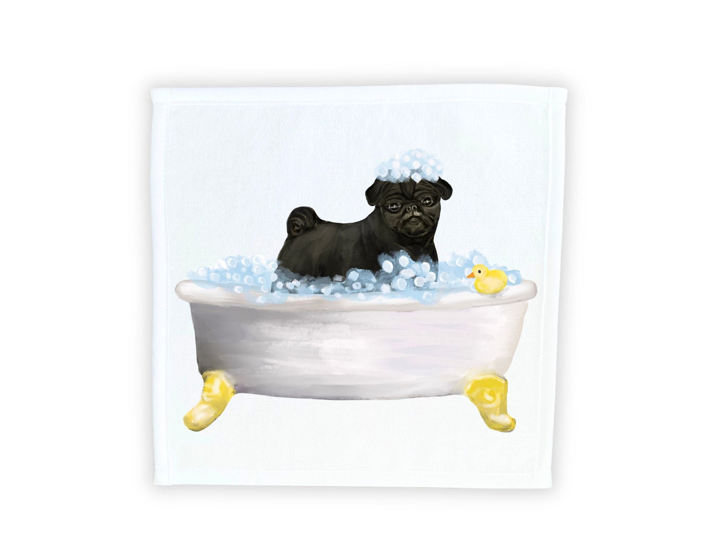 Pug in Bubble Bath Washcloth – A Charming Gift for Dog Lovers - MerikaArt