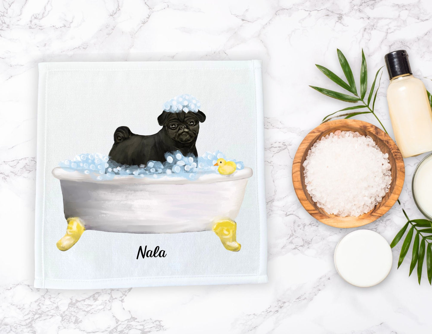 Pug in Bubble Bath Washcloth – A Charming Gift for Dog Lovers - MerikaArt