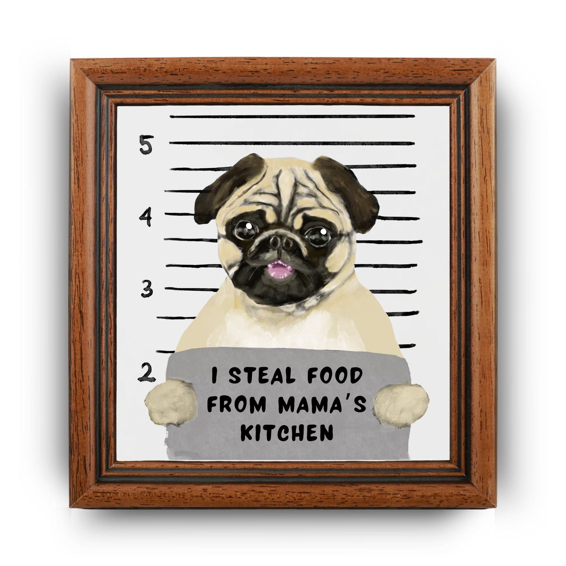 Pug Mugshot Ceramic Tile - MerikaArt