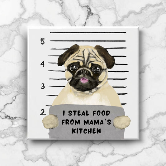 Pug Mugshot Ceramic Tile - MerikaArt