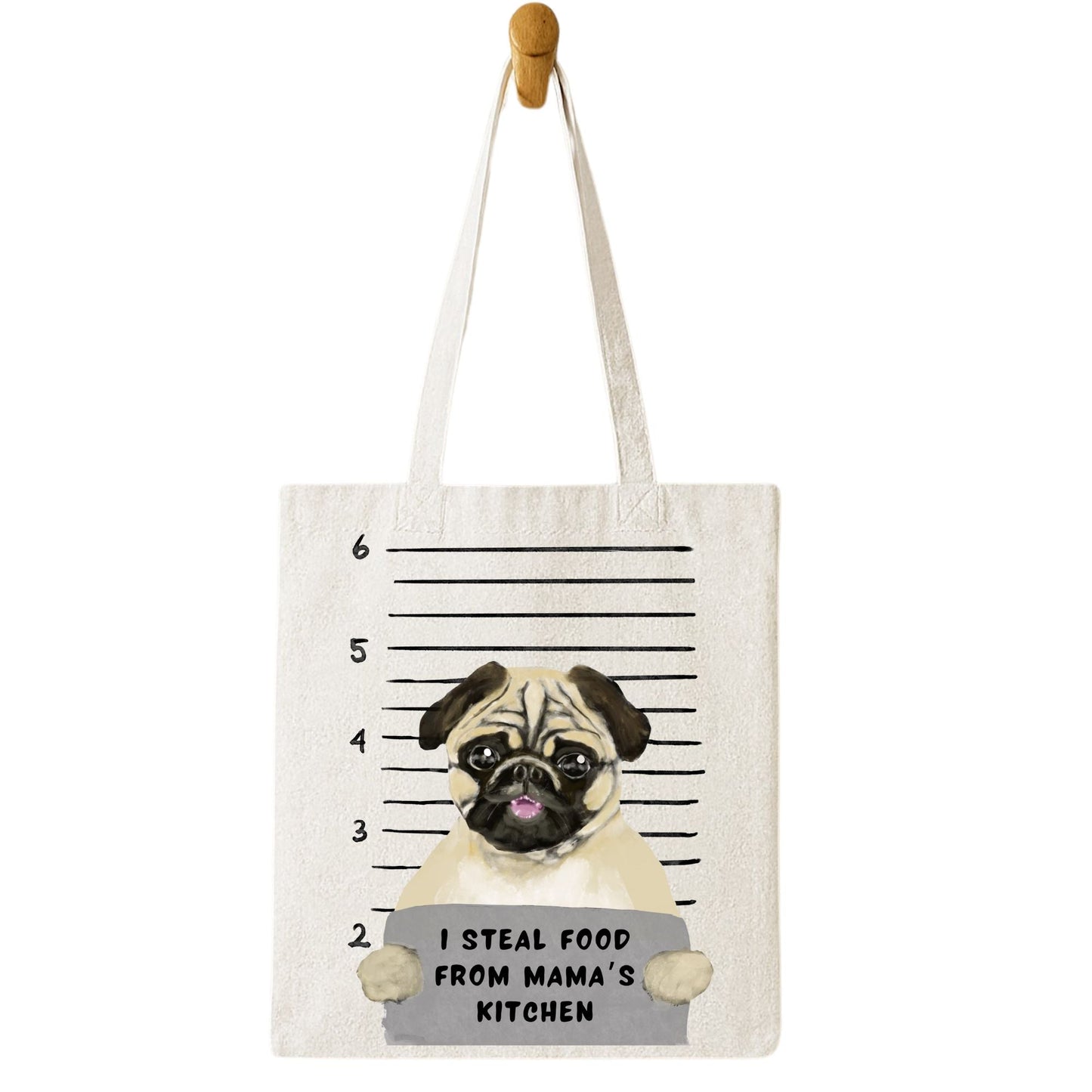 Pug Mugshot Tote Bag - MerikaArt