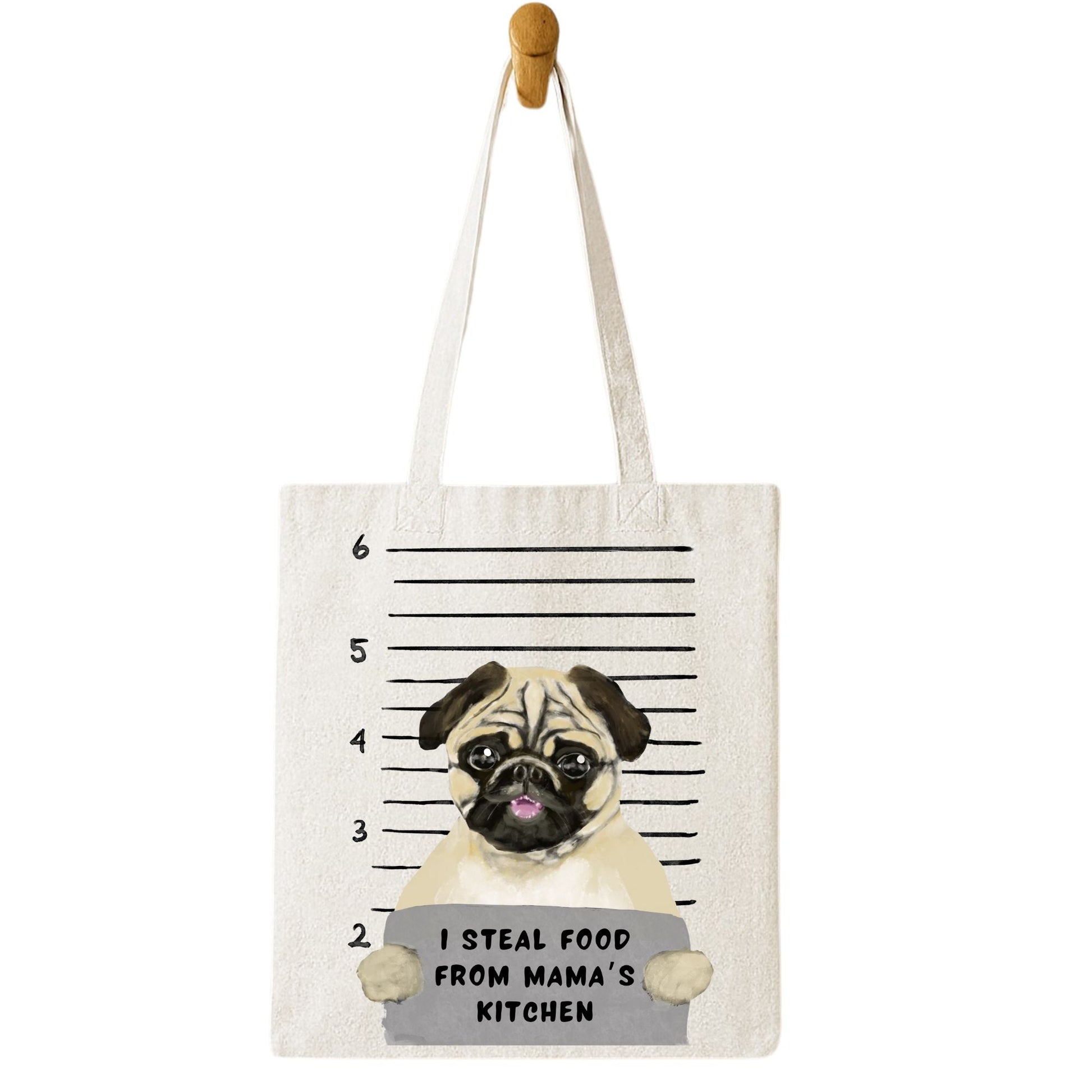 Pug Mugshot Tote Bag - MerikaArt