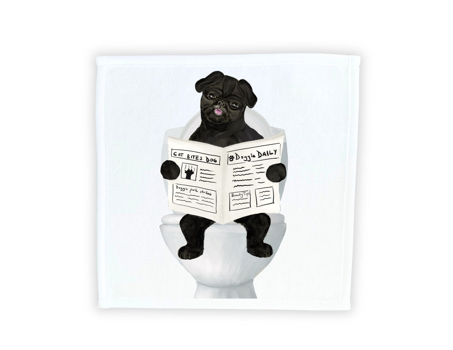 Pug Toilet Humor Washcloth – A Playful Gift for Dog Enthusiasts - MerikaArt