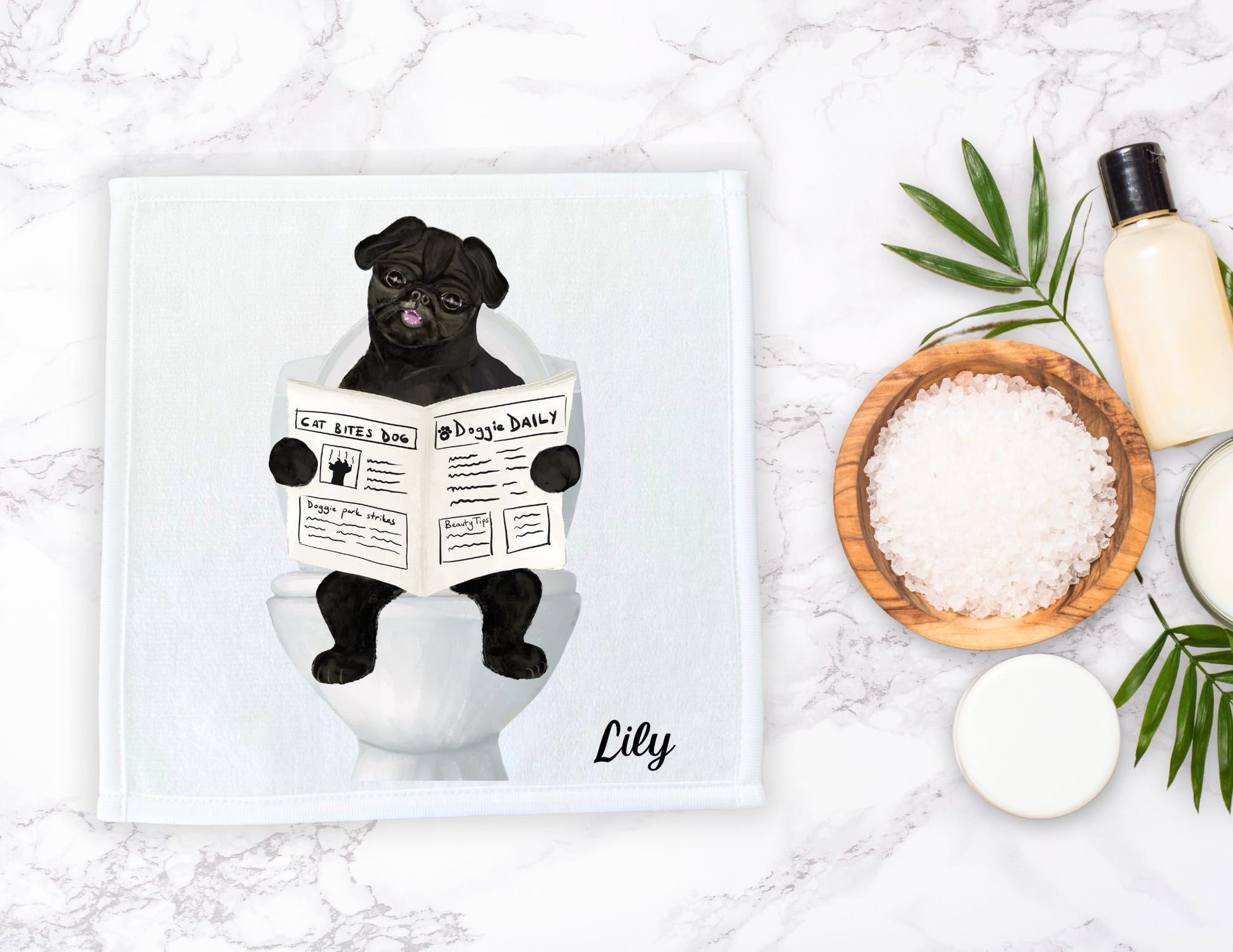 Pug Toilet Humor Washcloth – A Playful Gift for Dog Enthusiasts - MerikaArt