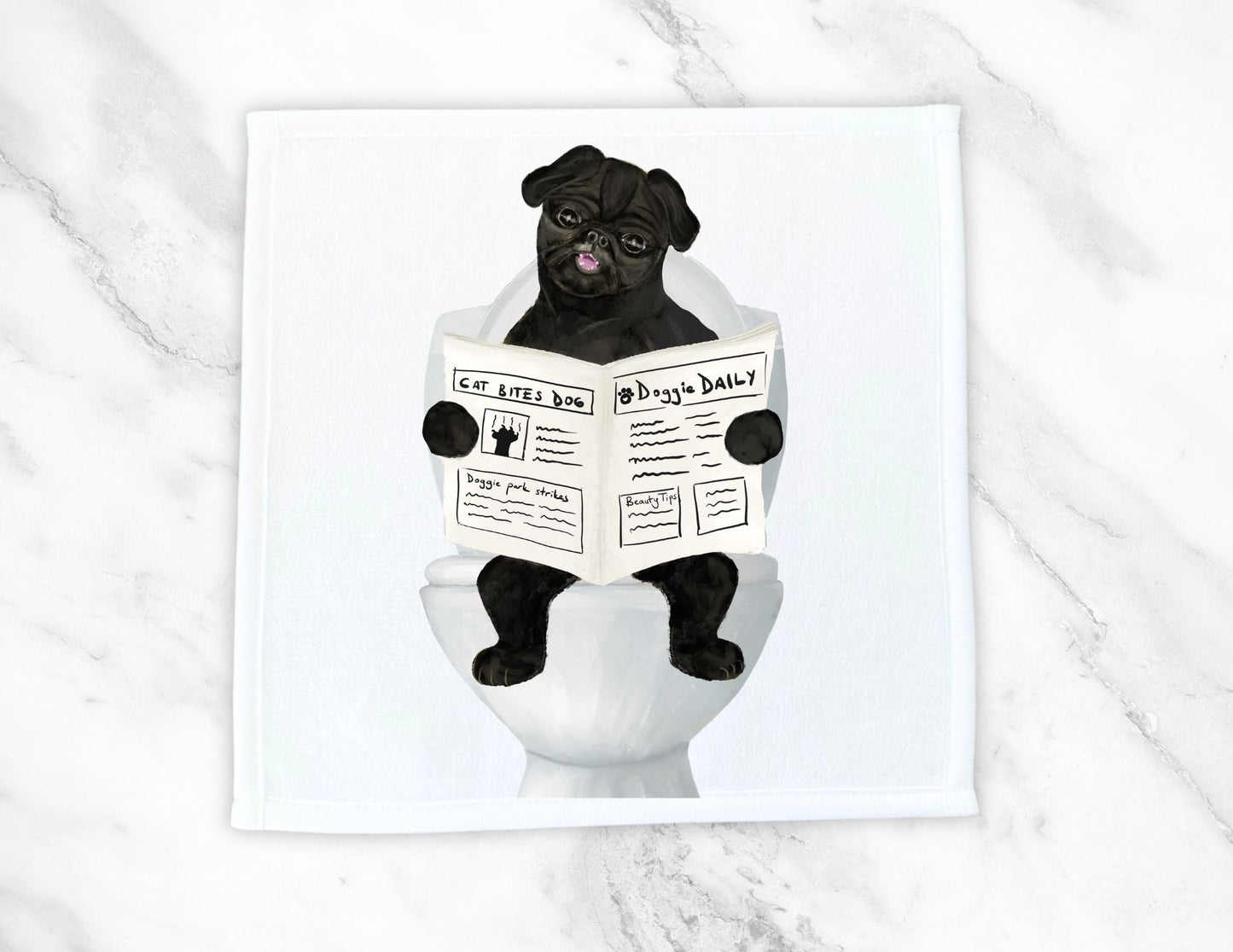 Pug Toilet Humor Washcloth – A Playful Gift for Dog Enthusiasts - MerikaArt