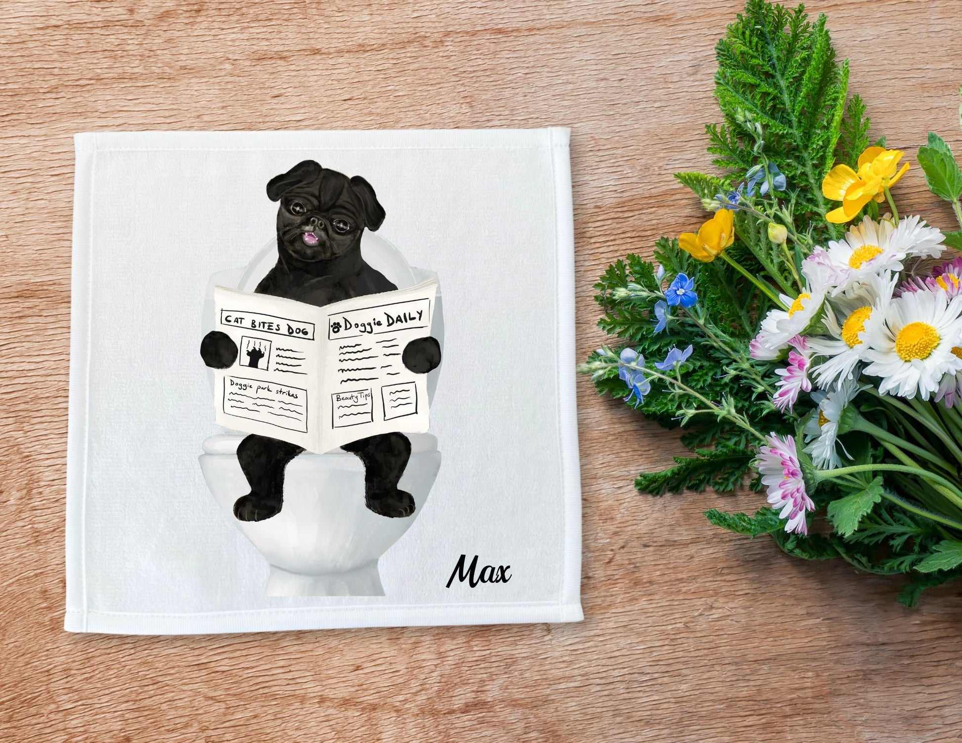 Pug Toilet Humor Washcloth – A Playful Gift for Dog Enthusiasts - MerikaArt