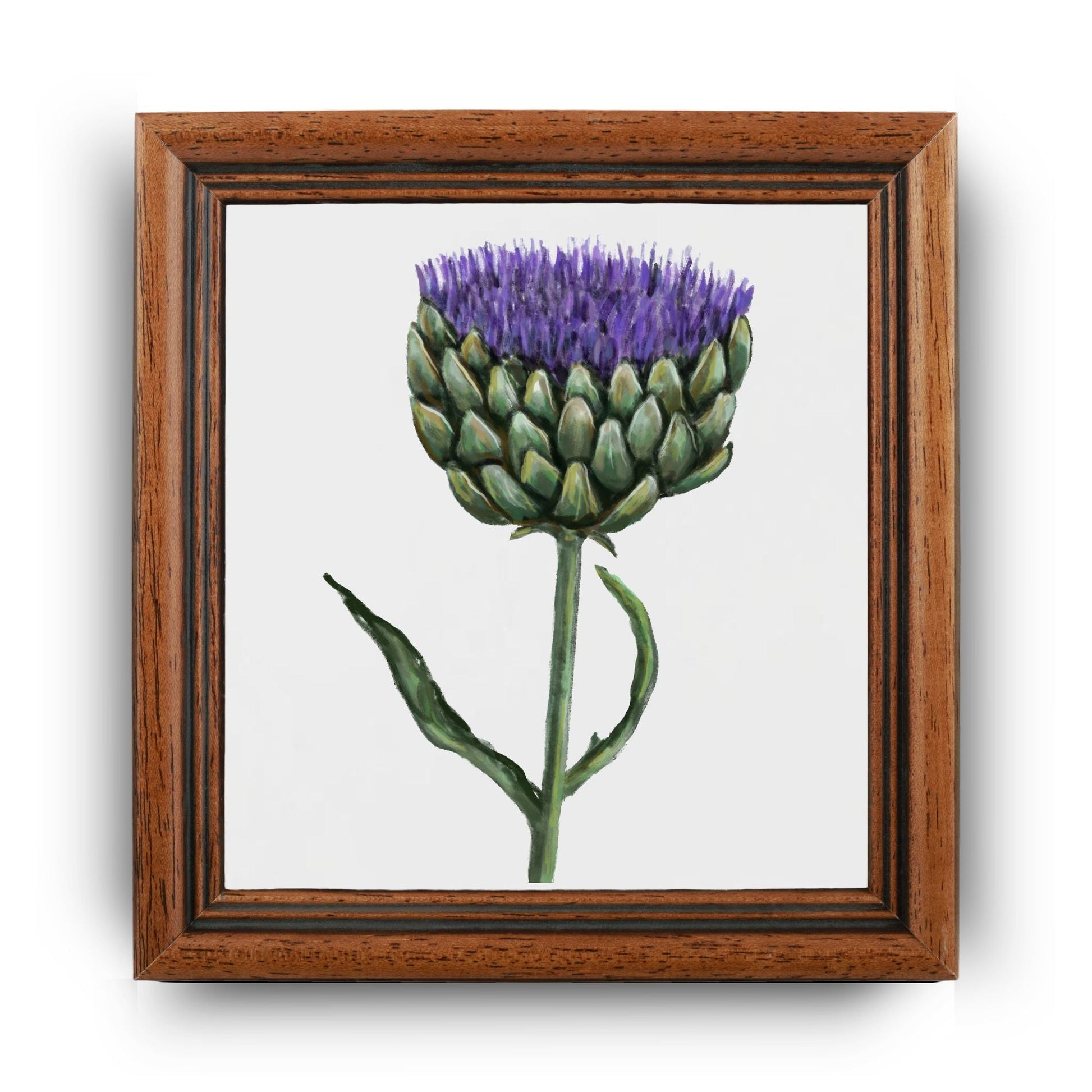 Purple Artichoke Flower Ceramic Tile - MerikaArt