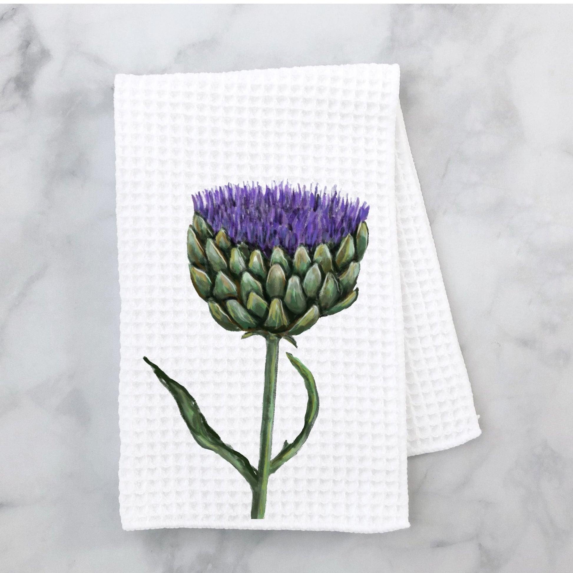 Purple Artichoke Flower Kitchen Towel - MerikaArt