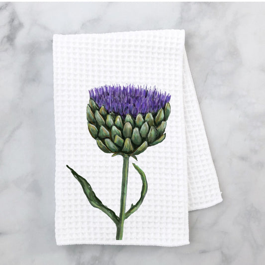 Purple Artichoke Flower Kitchen Towel - MerikaArt