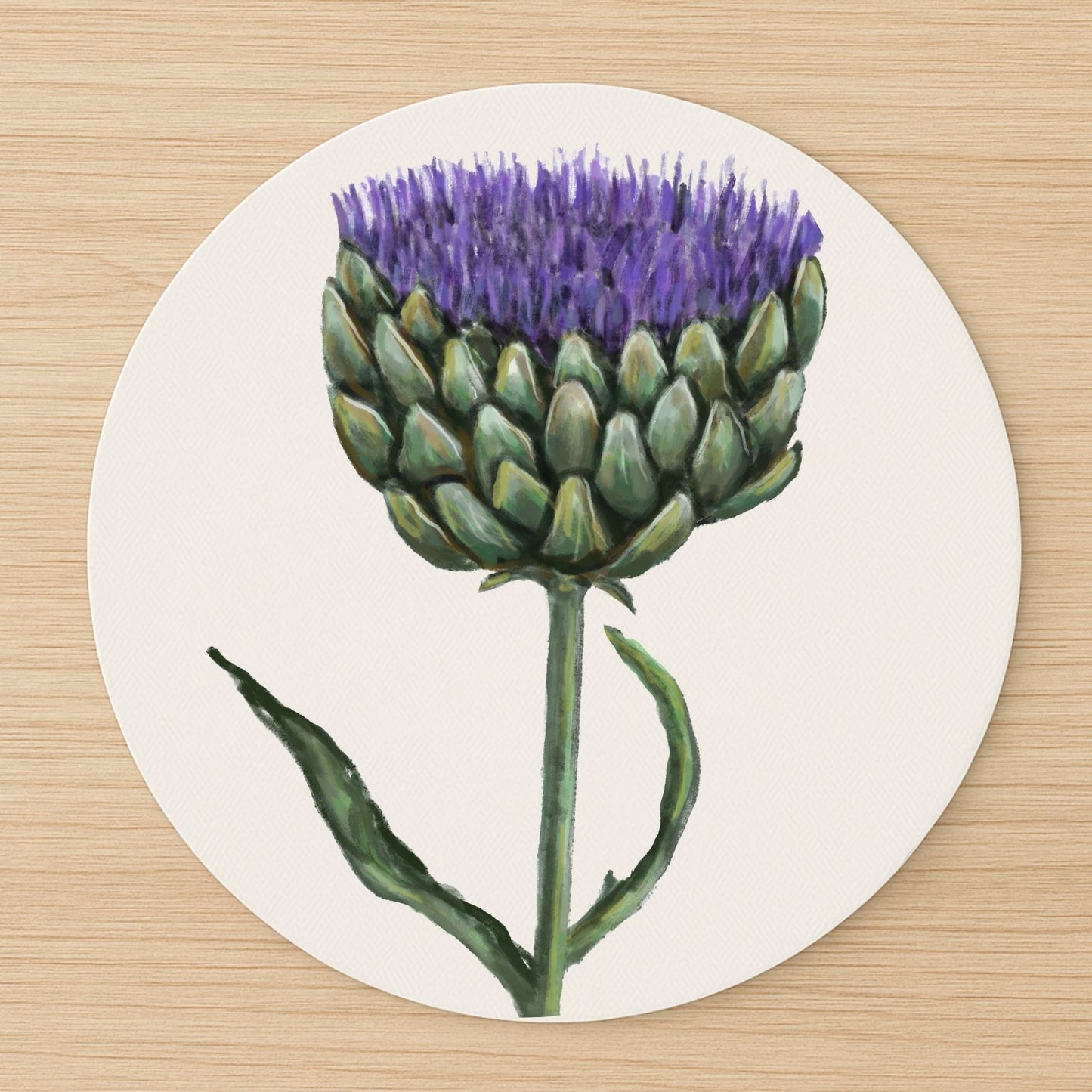 Purple Artichoke Flower Mousepad - MerikaArt