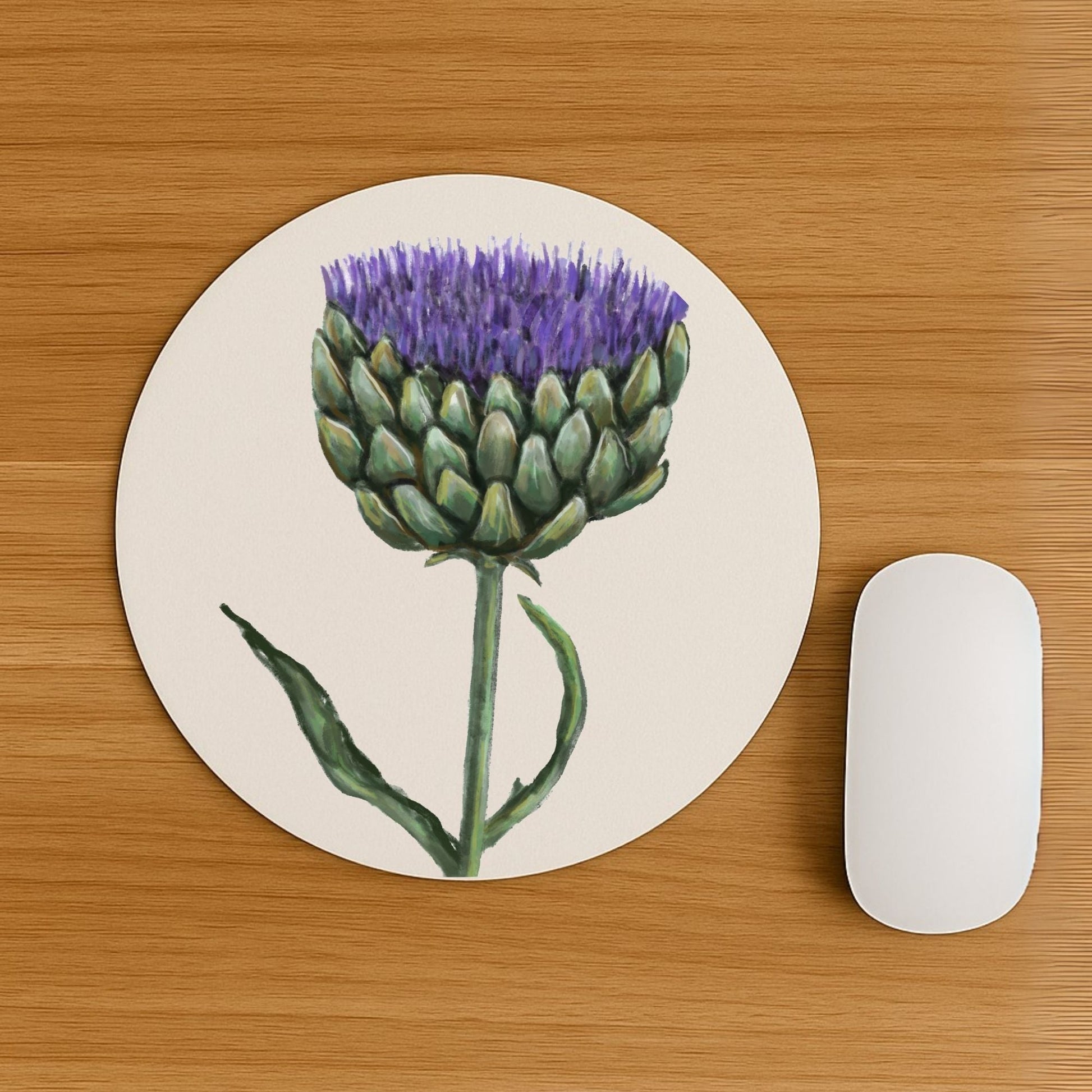 Purple Artichoke Flower Mousepad - MerikaArt