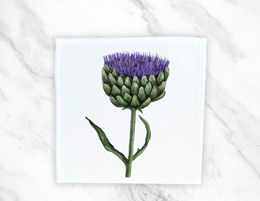 Purple Artichoke Flower Washcloth - MerikaArt