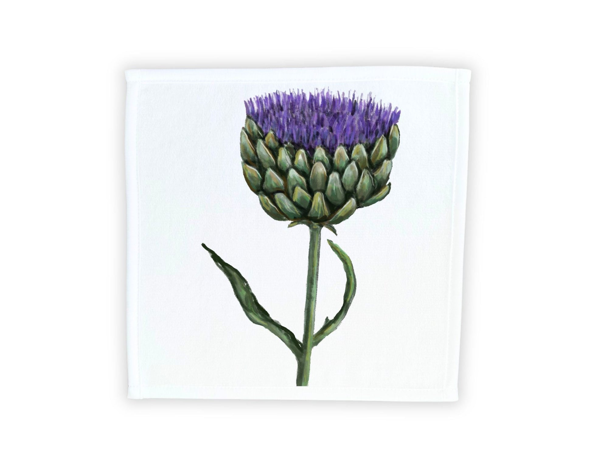 Purple Artichoke Flower Washcloth - MerikaArt