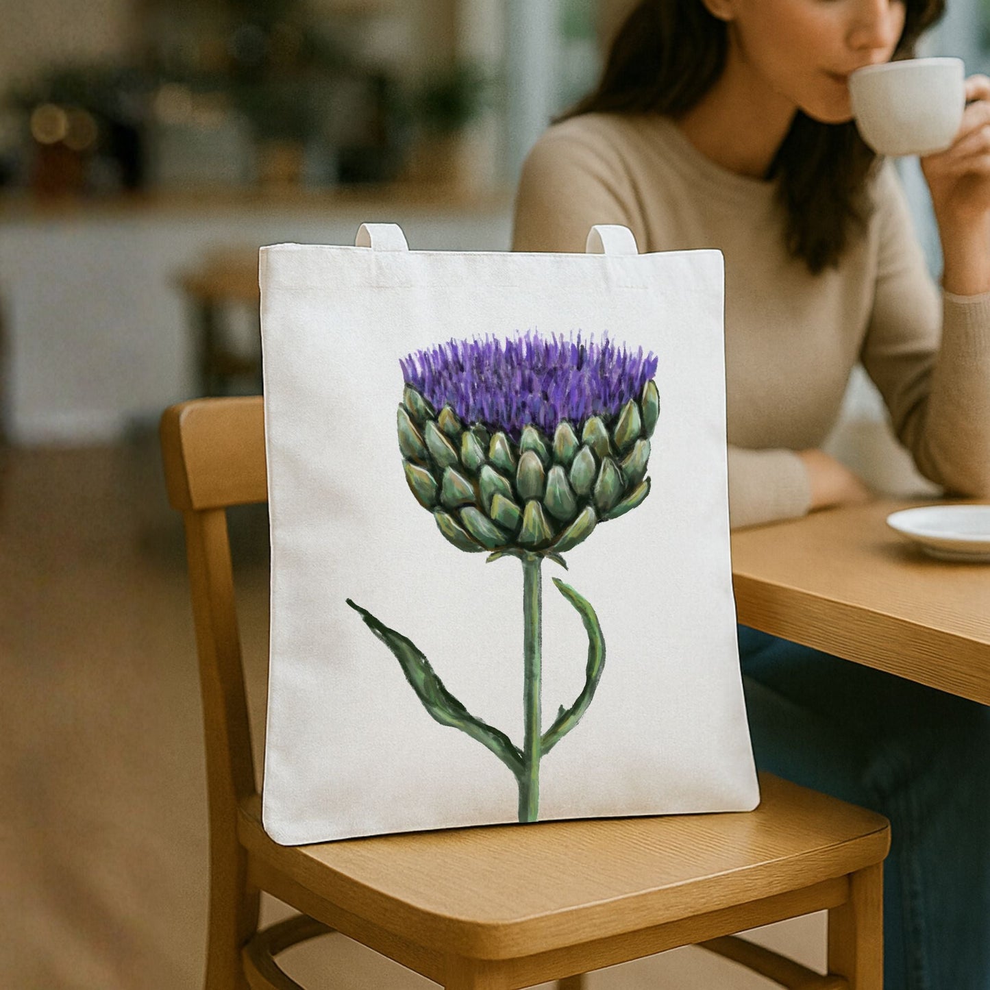 Purple Artichoke Tote Bag - MerikaArt