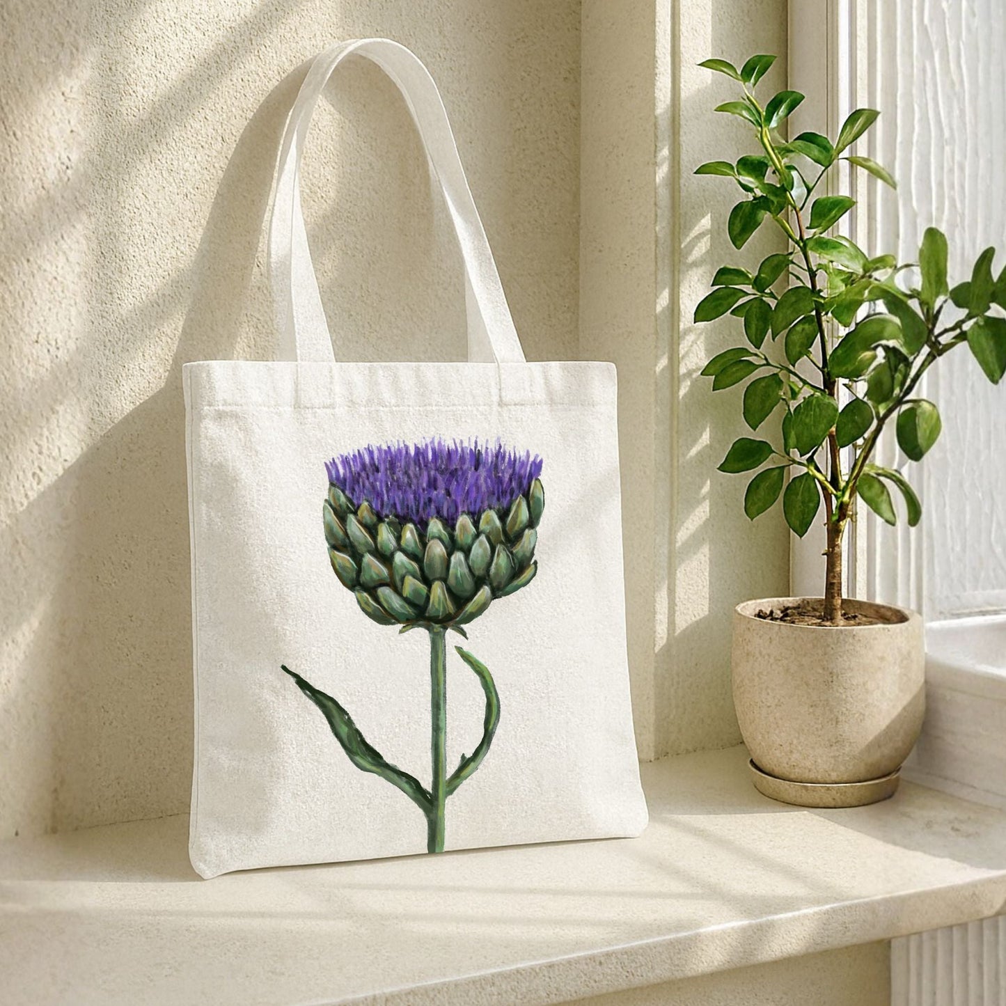Purple Artichoke Tote Bag - MerikaArt