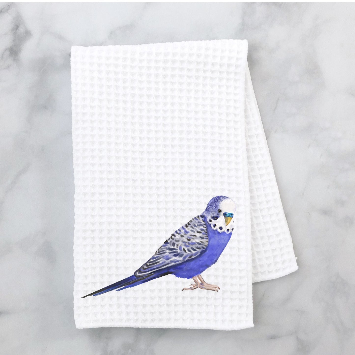 Purple Budgie Kitchen Towel - MerikaArt