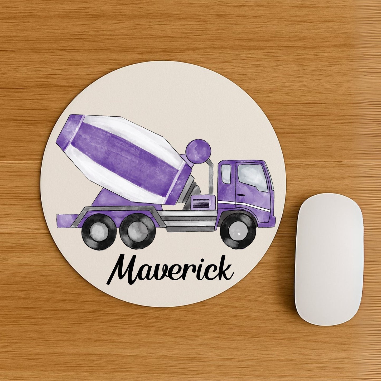 Purple Cement Mixer Truck Mousepad - MerikaArt
