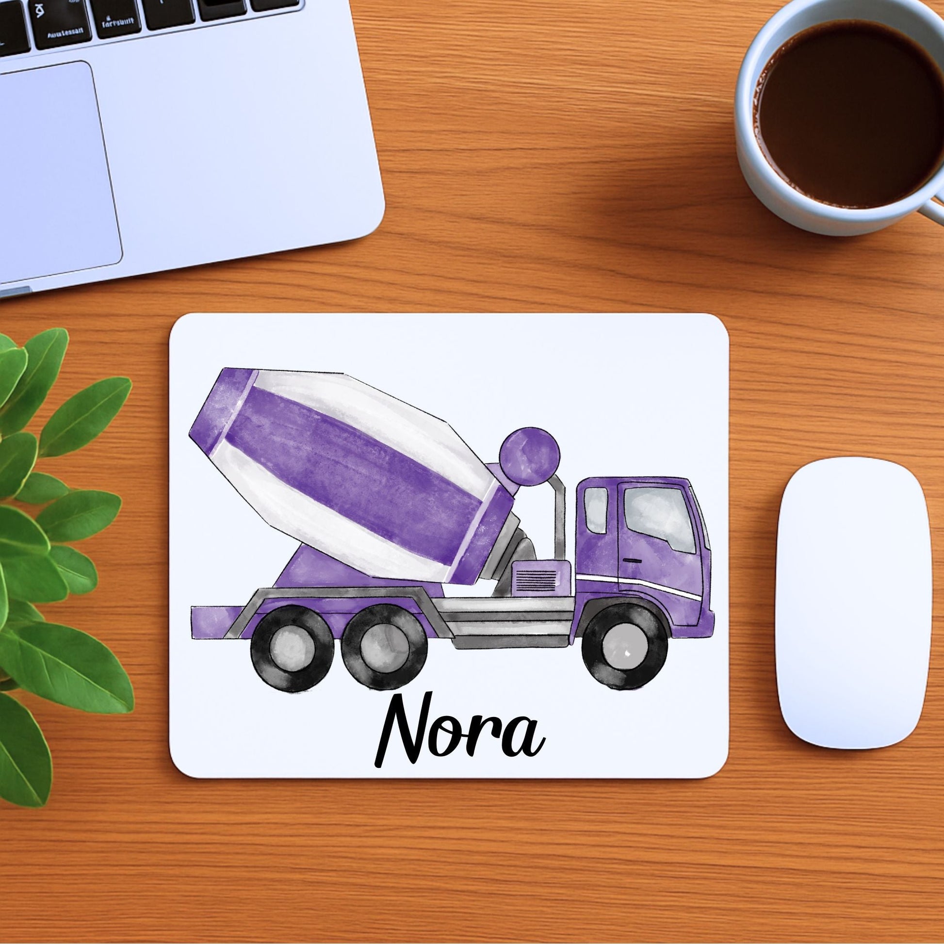 Purple Cement Mixer Truck Mousepad - MerikaArt