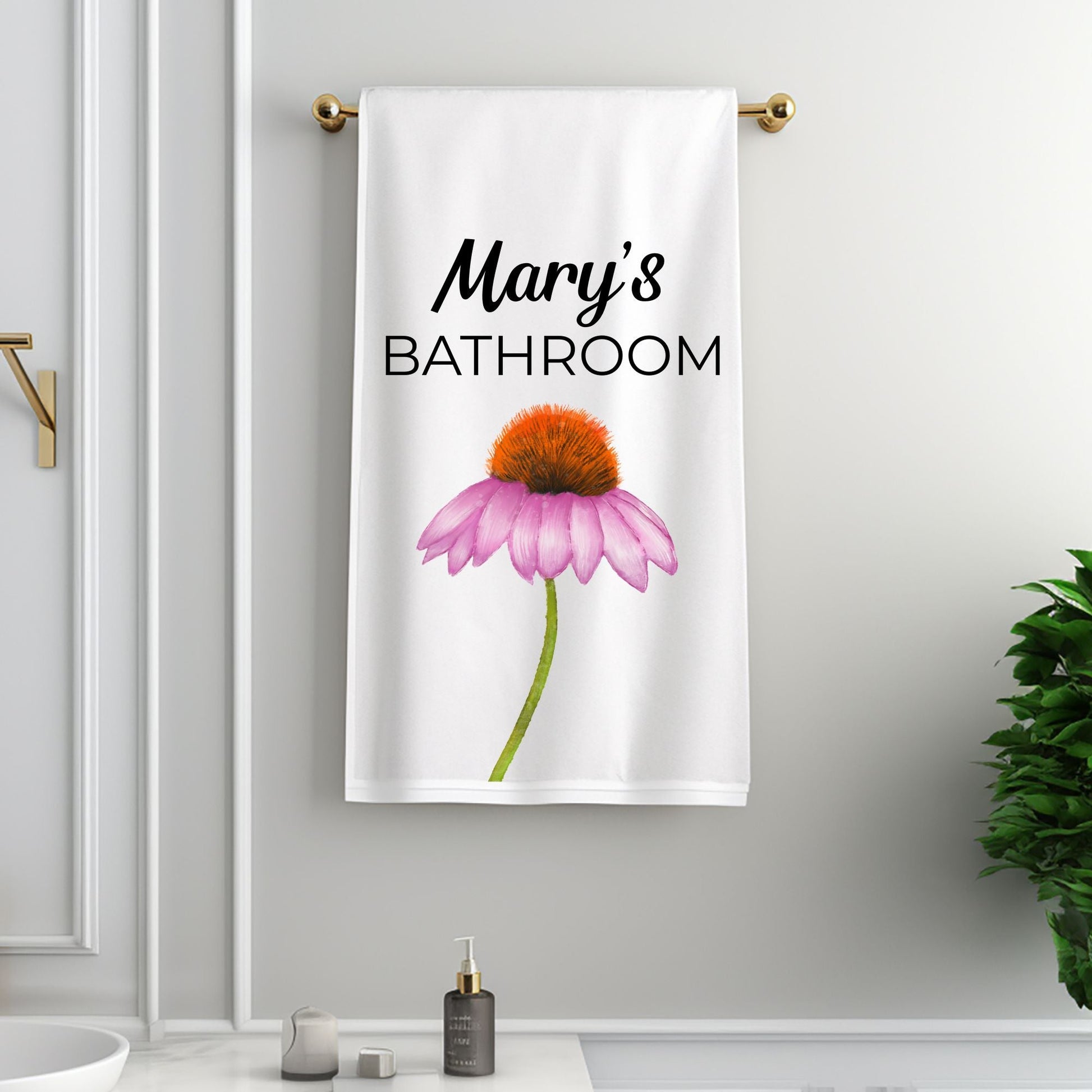 Purple Coneflower Bathroom Towel - MerikaArt