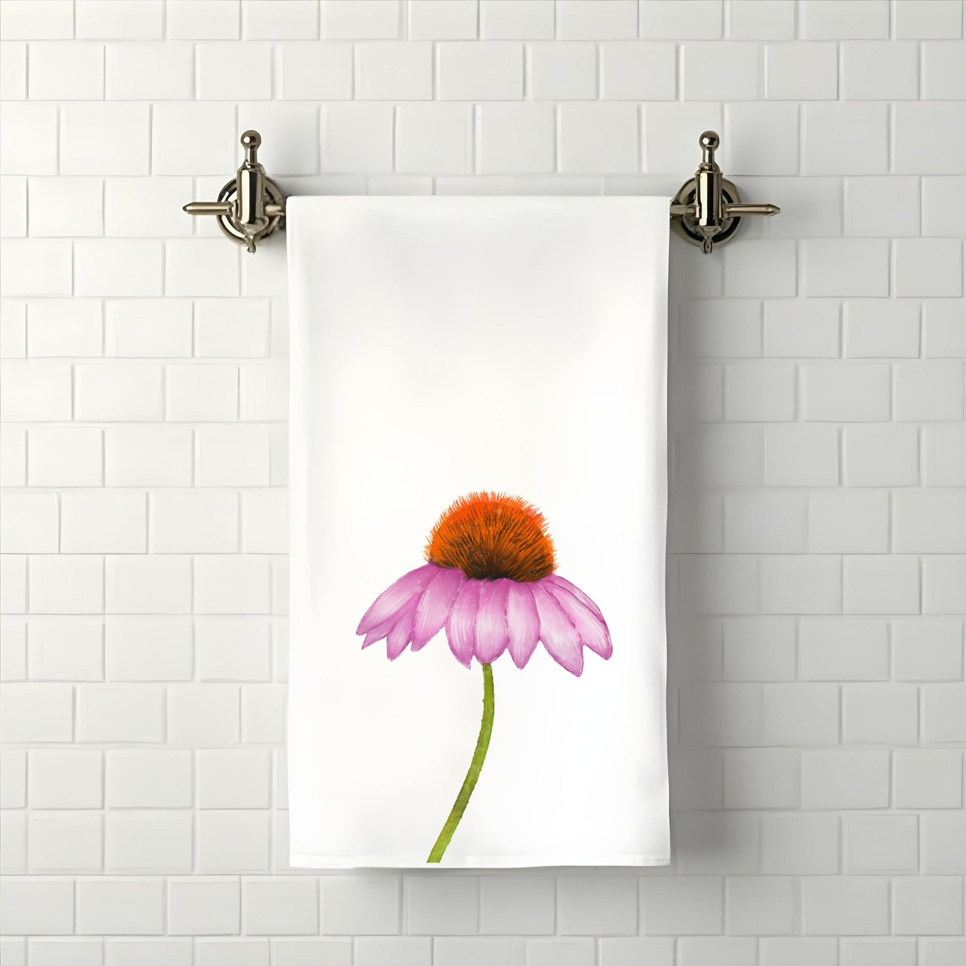 Purple Coneflower Bathroom Towel - MerikaArt