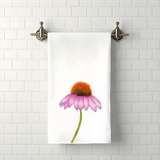 Purple Coneflower Bathroom Towel - MerikaArt