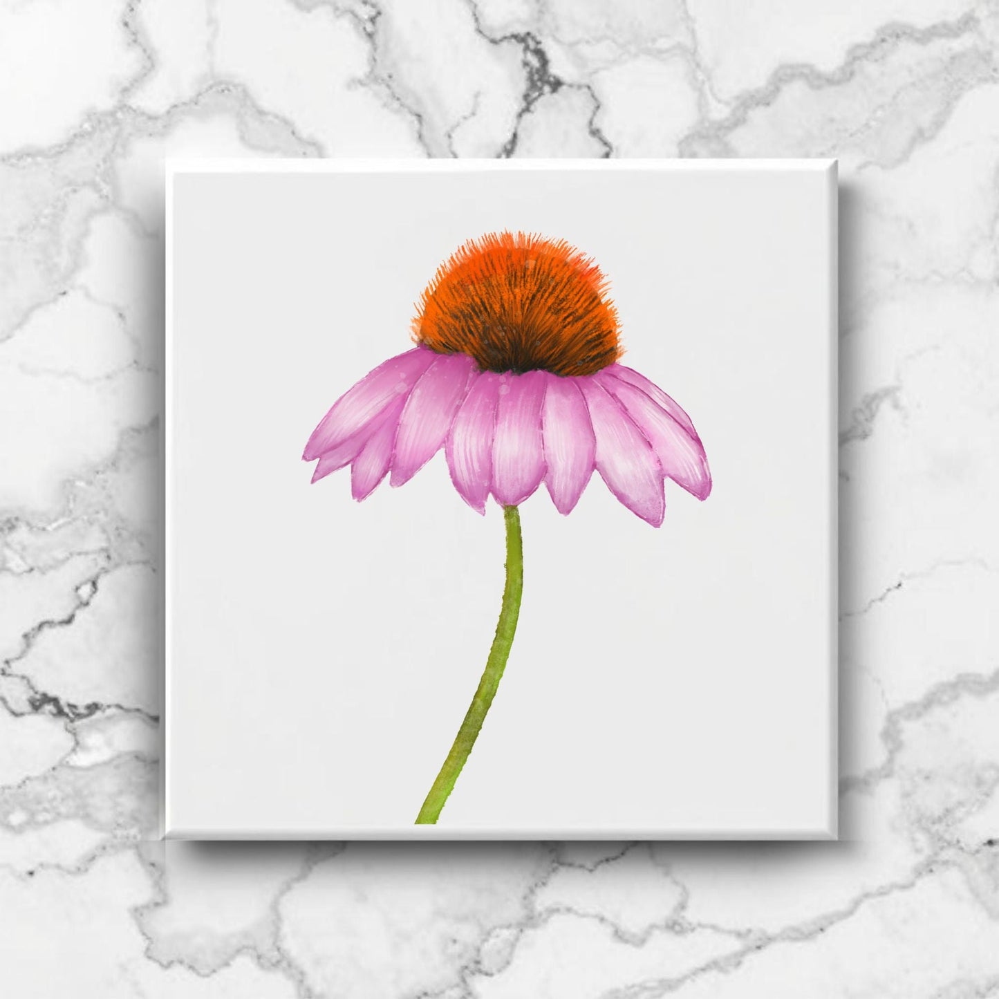 Purple Coneflower Ceramic Tile - MerikaArt