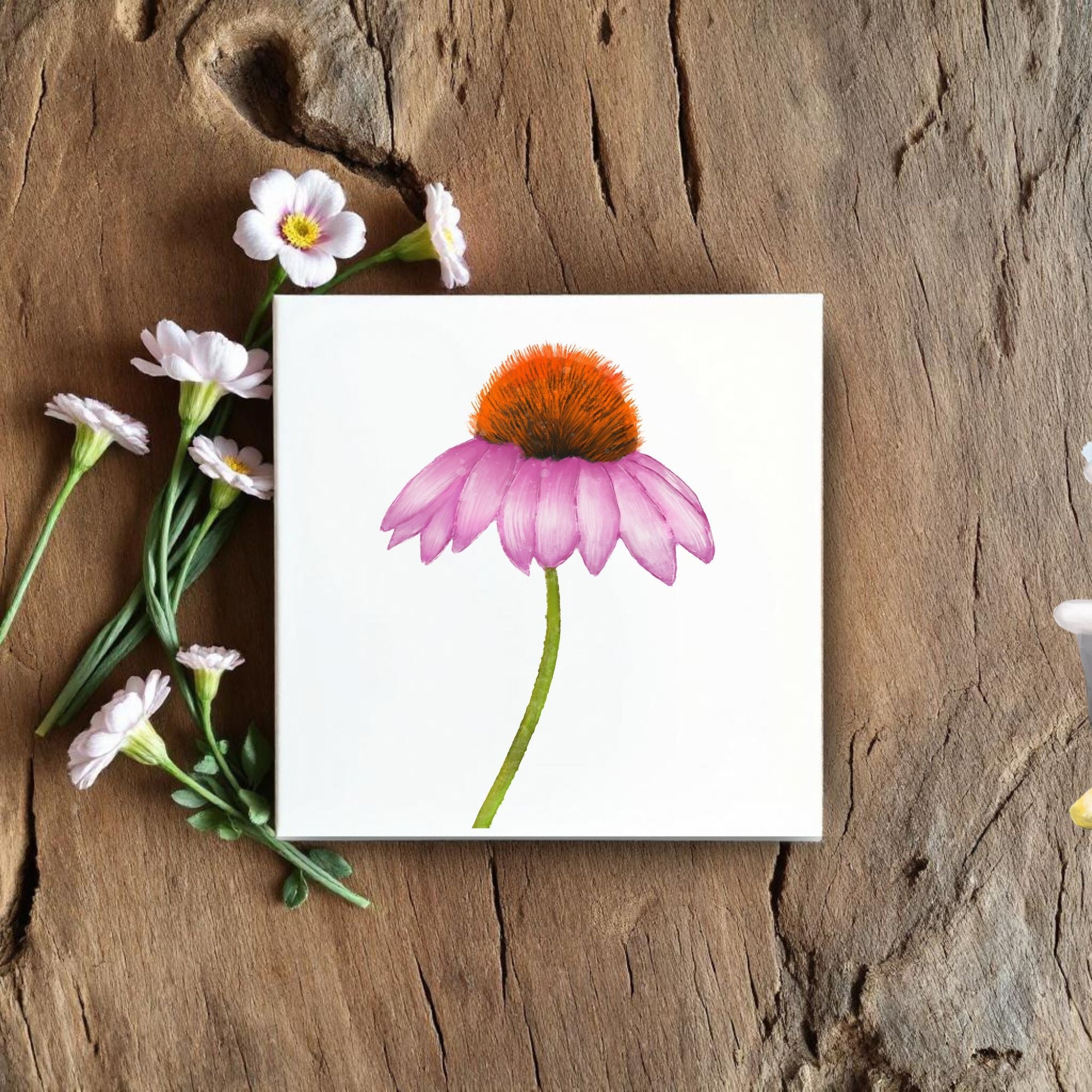 Purple Coneflower Ceramic Tile - MerikaArt