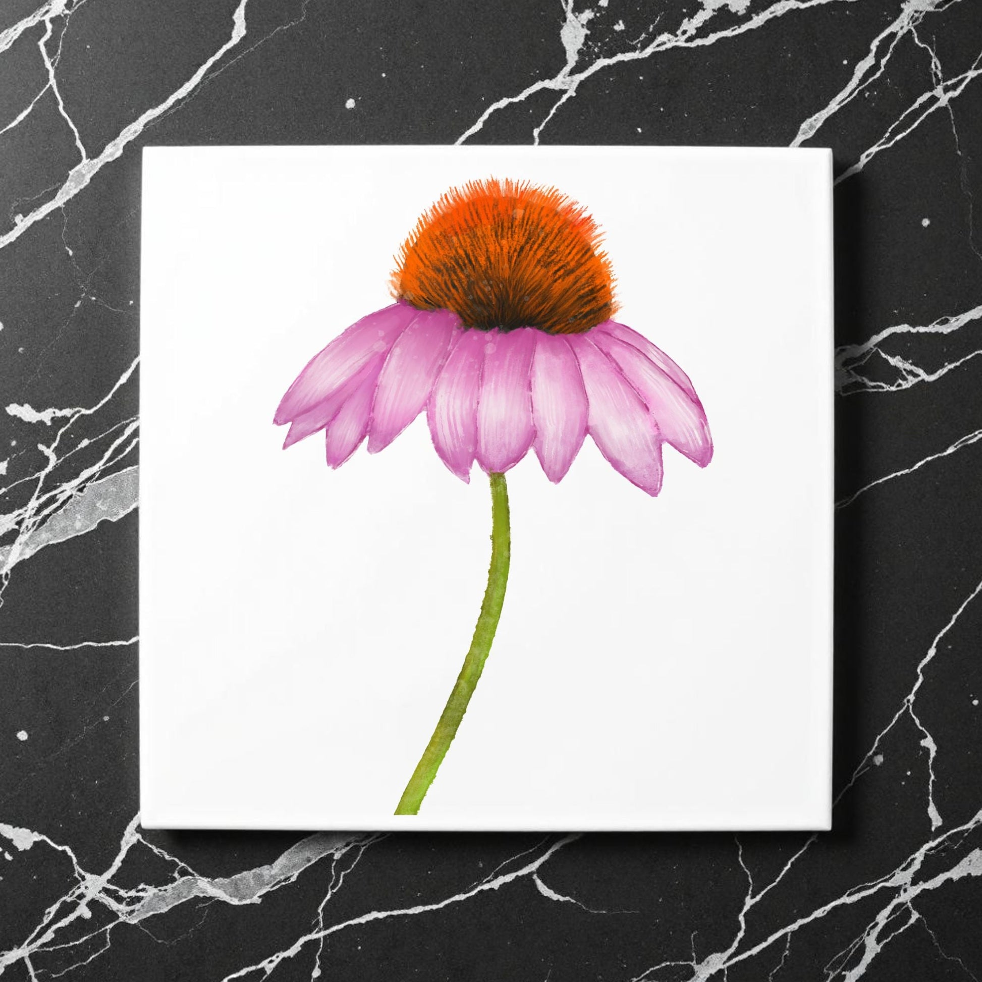 Purple Coneflower Ceramic Tile - MerikaArt