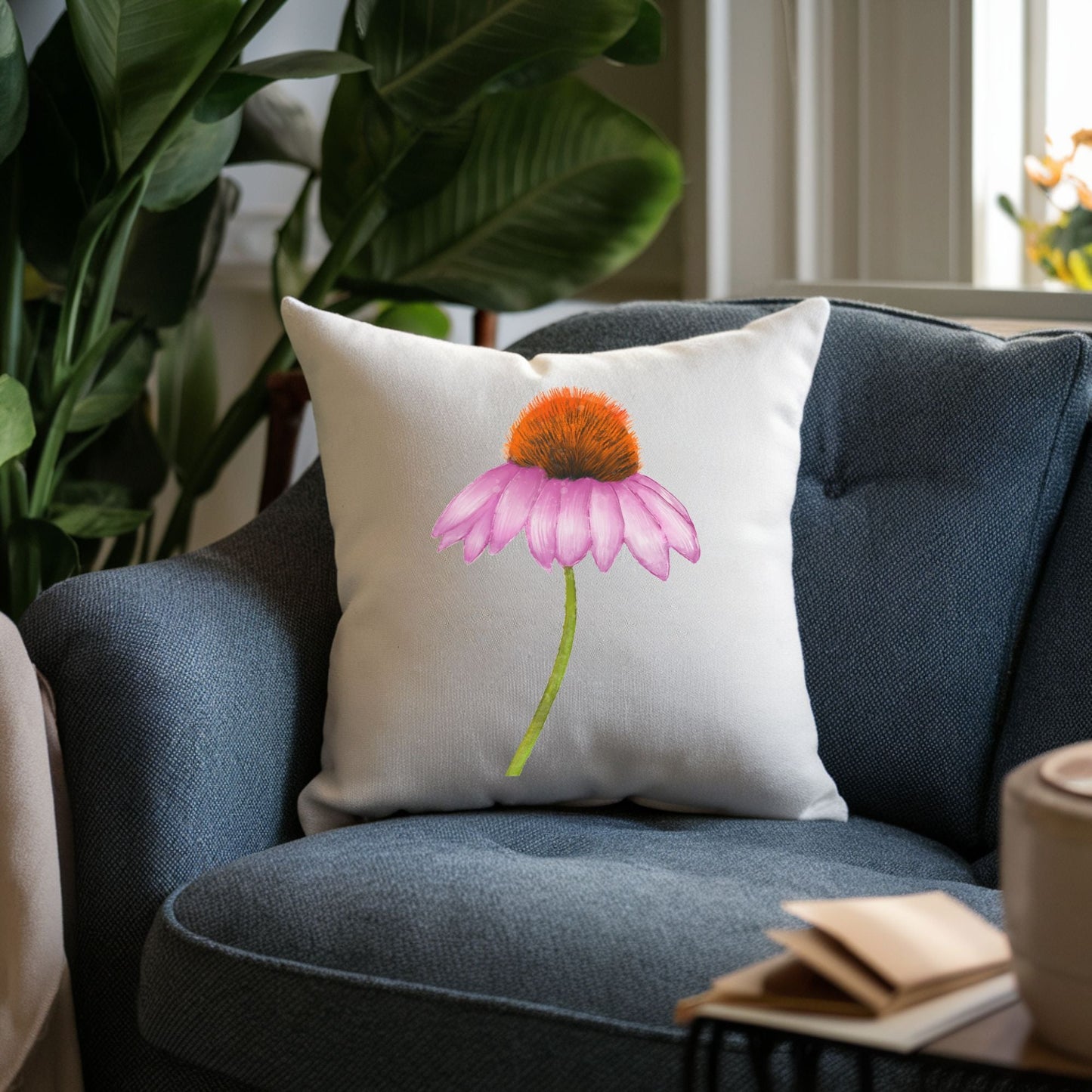 Purple Coneflower Pillow - MerikaArt