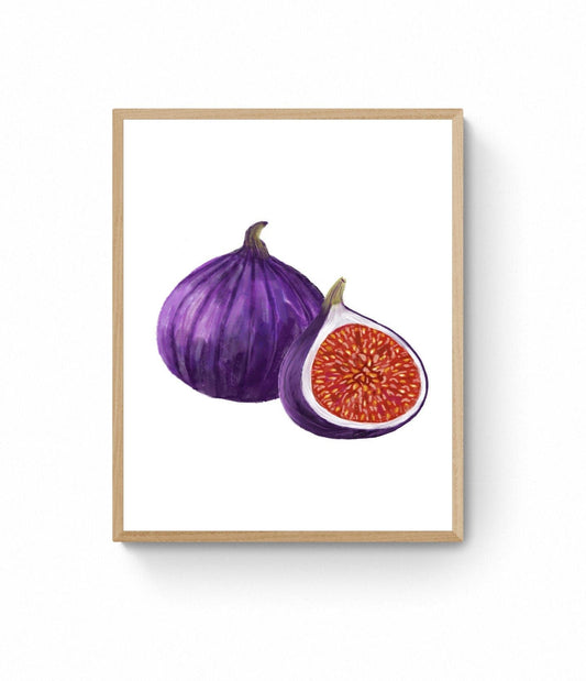 Purple Fig Art Print, Fruit of Heaven Art, Kitchen Wall Hanging, Dining Room Decor, Fig Painting, Fruit Illustration, Farmhouse Wall Decor - MerikaArt