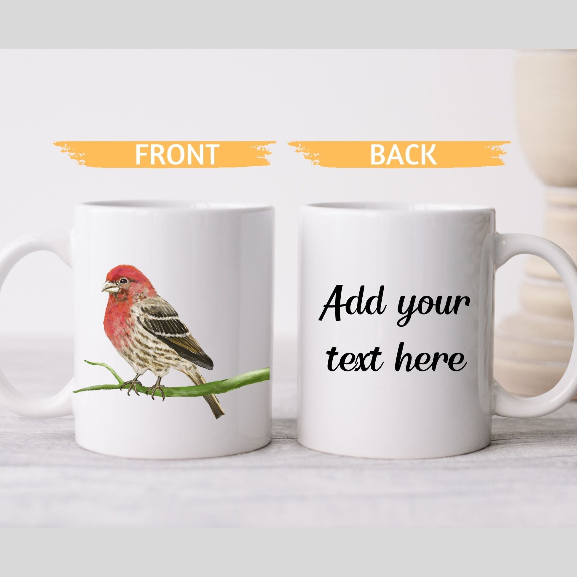 Purple Finch Mug with Beautiful Bird Illustration - MerikaArt