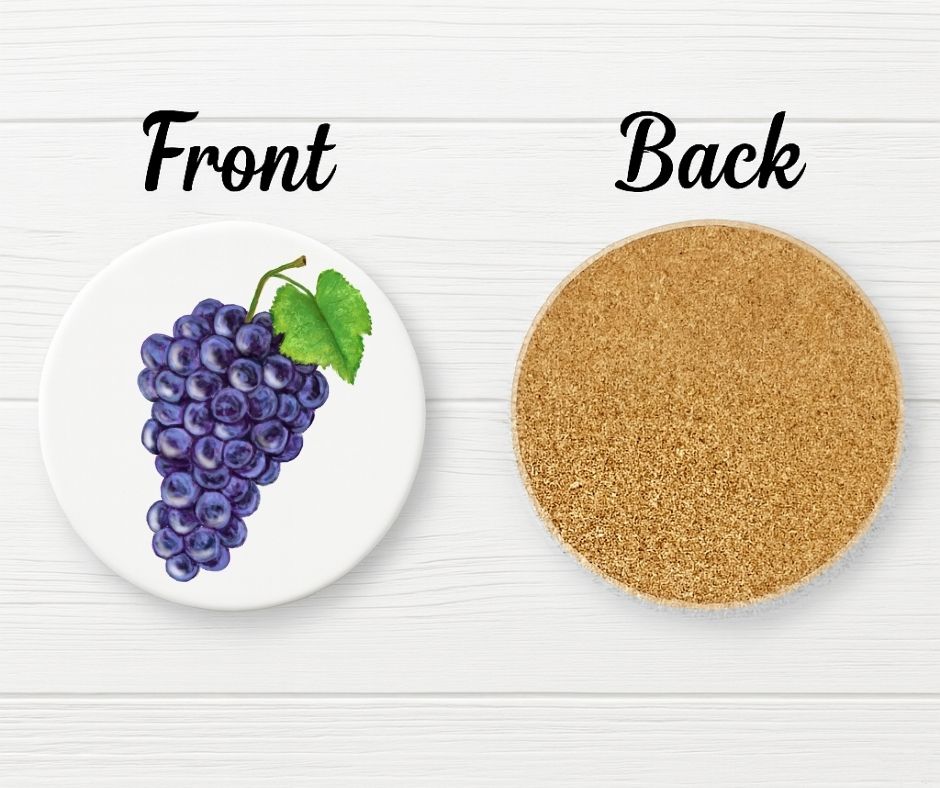 Purple Grapes Ceramic Coaster - MerikaArt