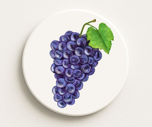 Purple Grapes Ceramic Coaster - MerikaArt