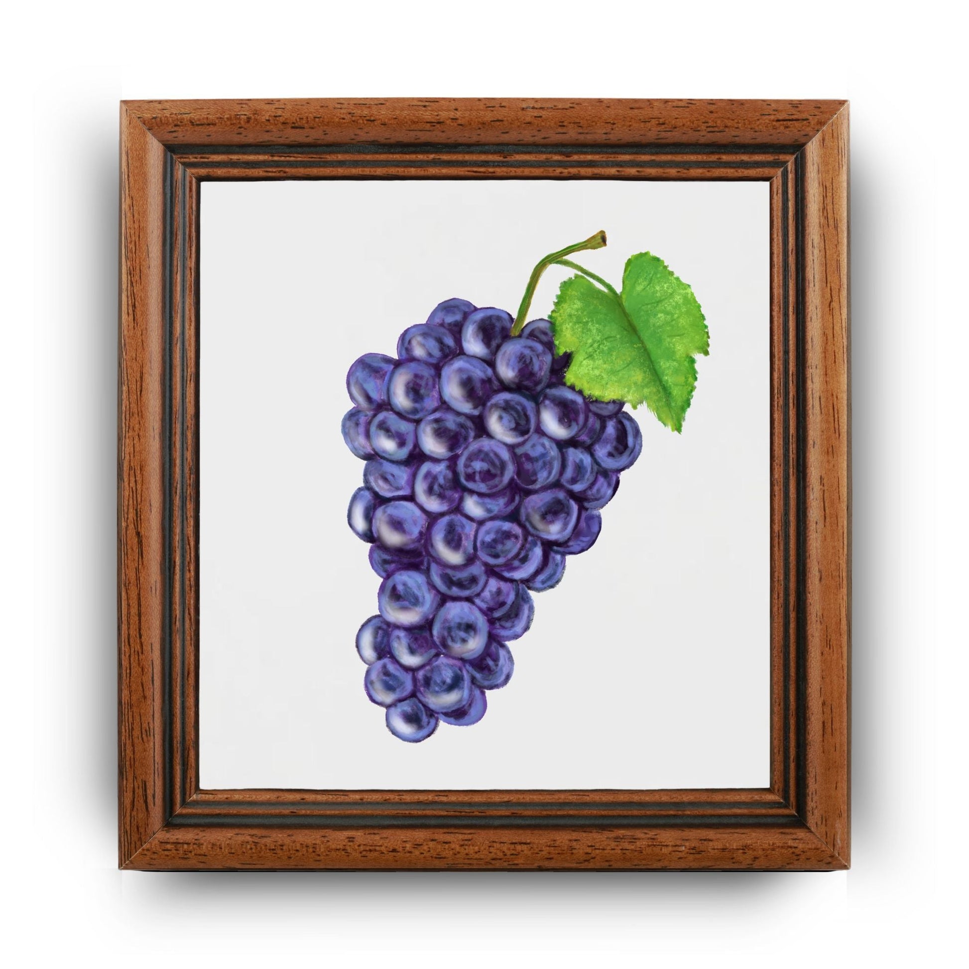 Purple Grapes Ceramic Tile – Elegant Handmade Art - MerikaArt