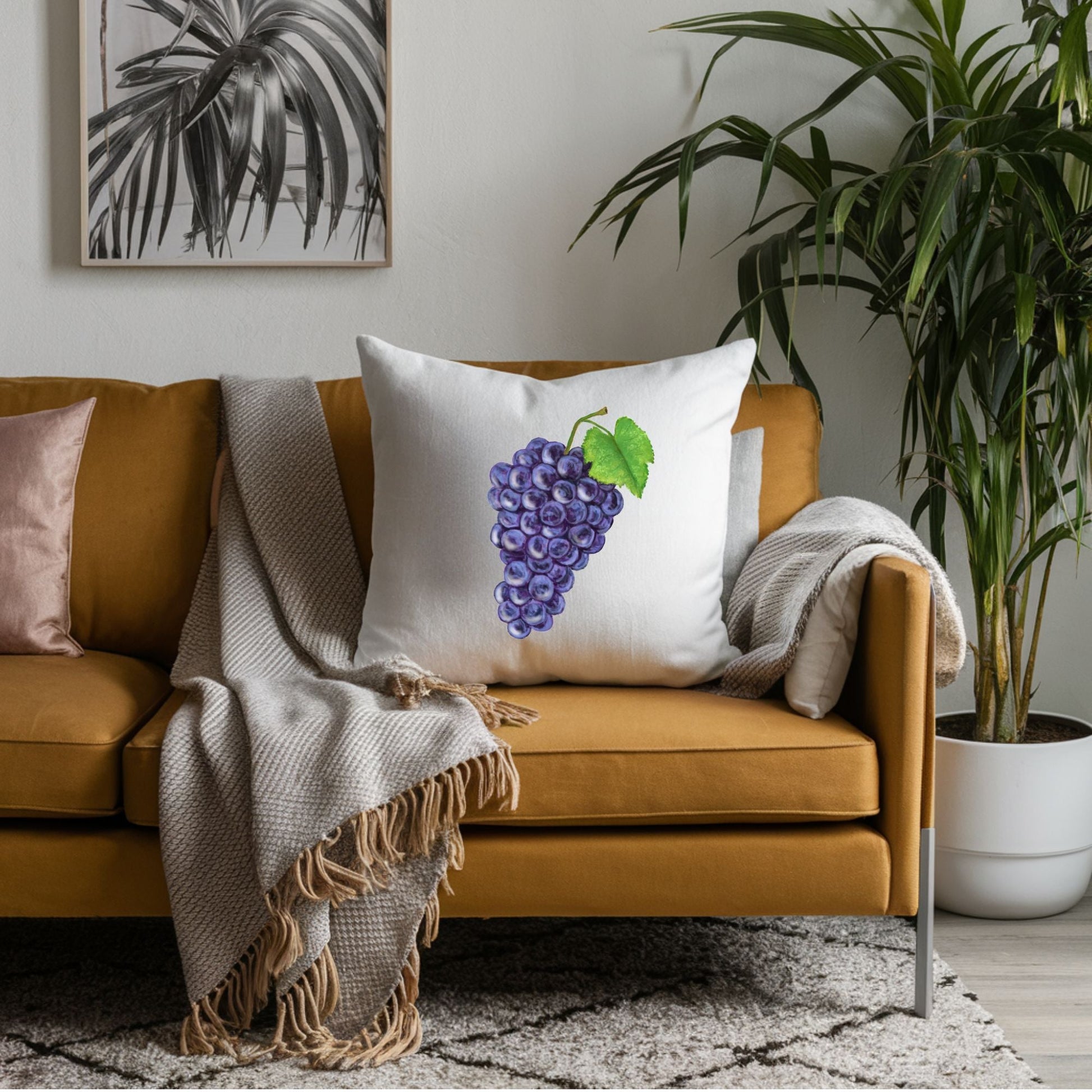 Purple Grapes Pillow - MerikaArt