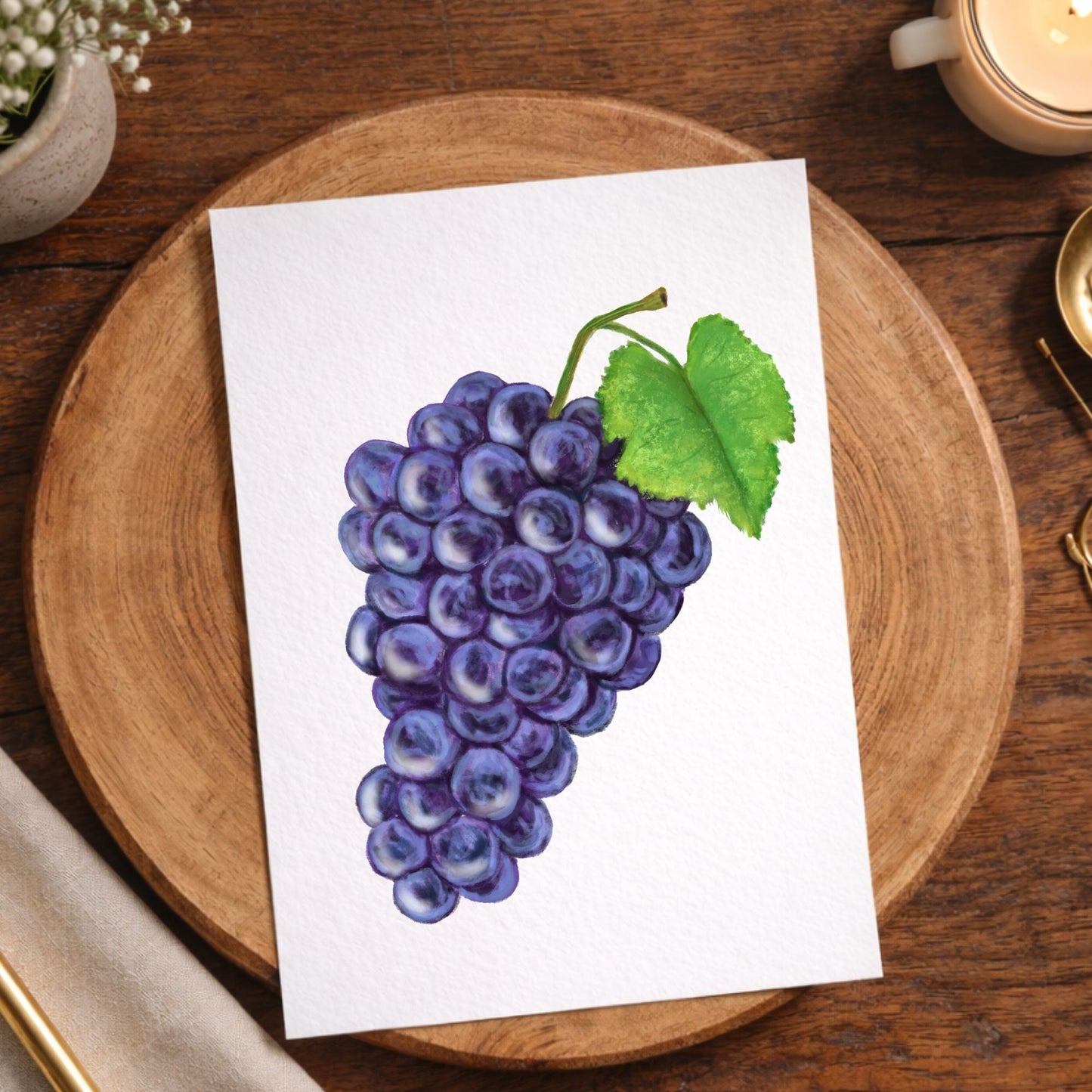 Purple Grapes Postcard - MerikaArt