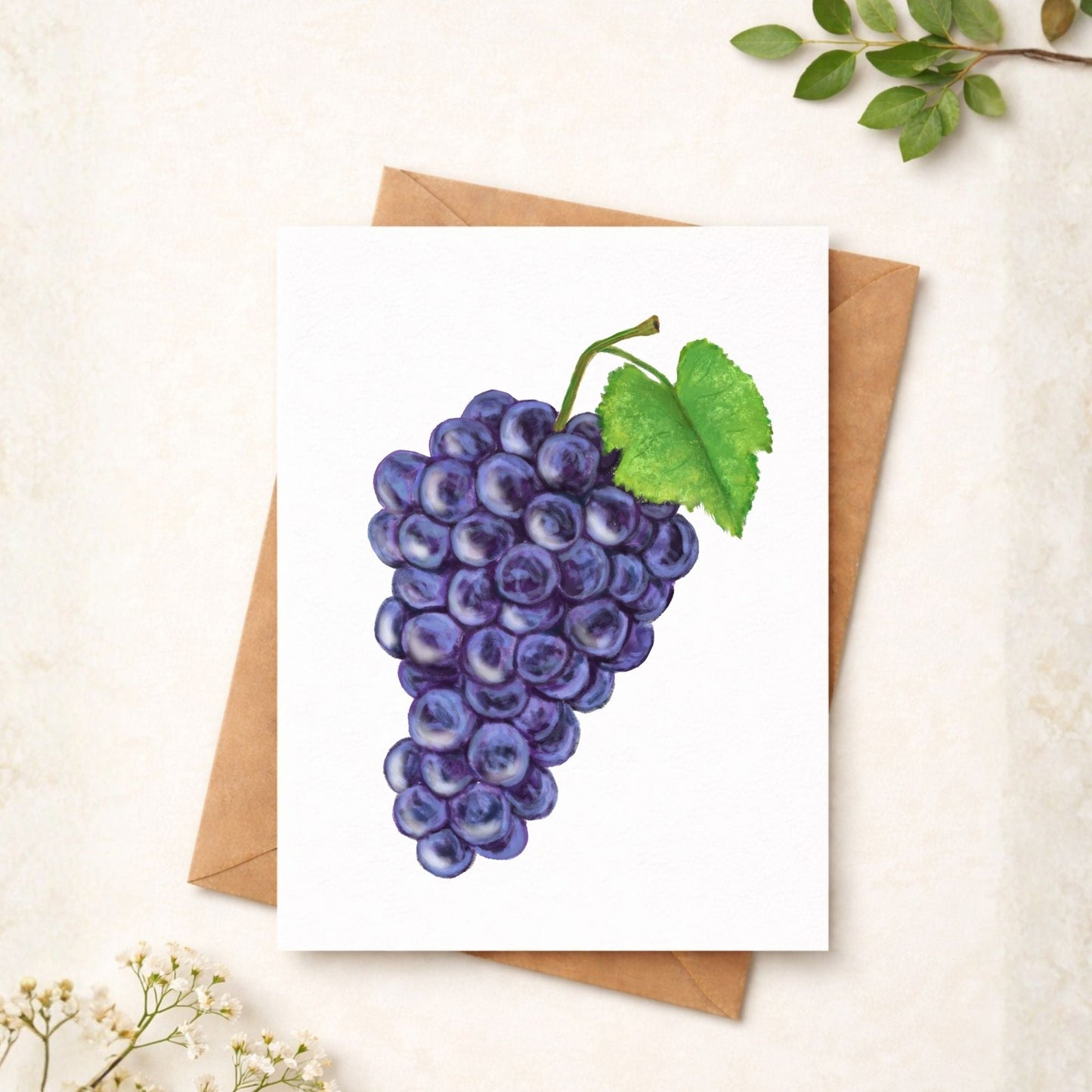 Purple Grapes Postcard - MerikaArt