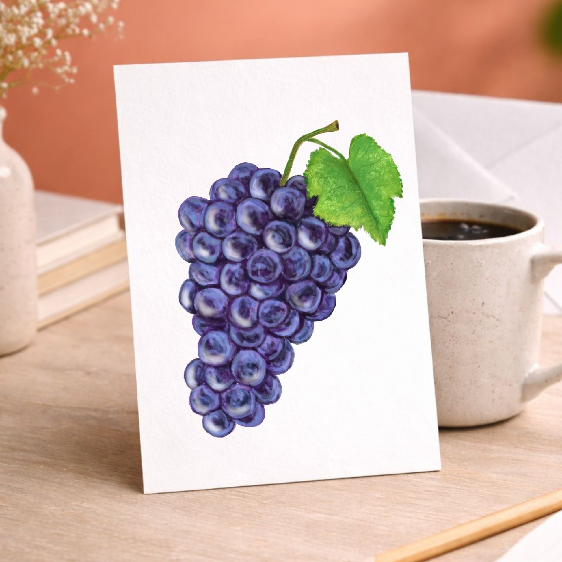 Purple Grapes Postcard - MerikaArt