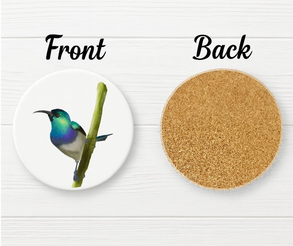 Purple Sunbird Ceramic Coaster - MerikaArt